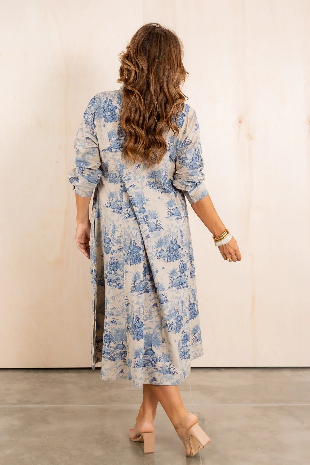 ROBERT-Ginger Blue Long Sleeve Midi Dress
