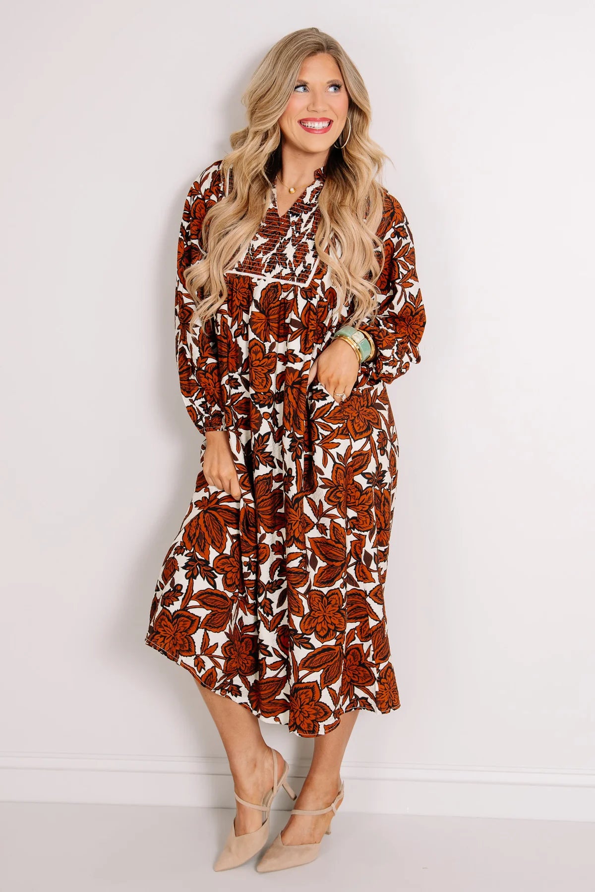 ROBERT-Long Sleeve Maxi Dress