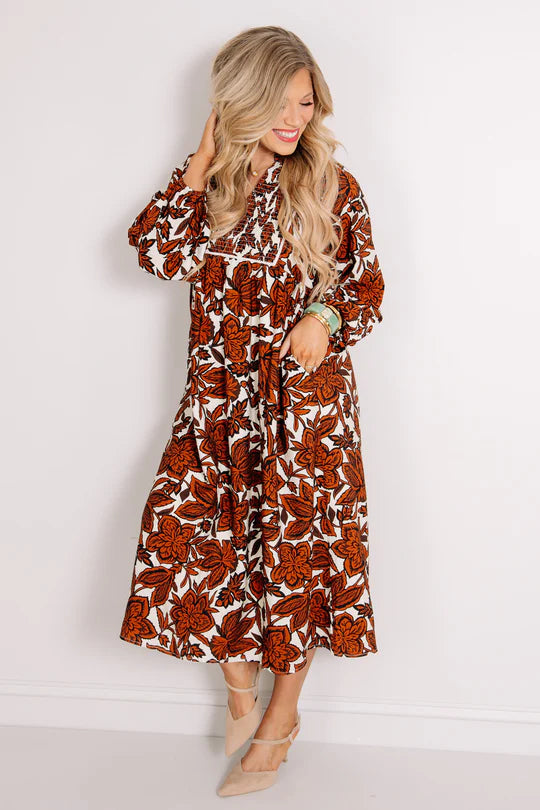 ROBERT-Long Sleeve Maxi Dress